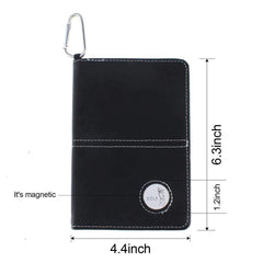 Black PU Leather Golf Scorecard Holder with Golf Marker