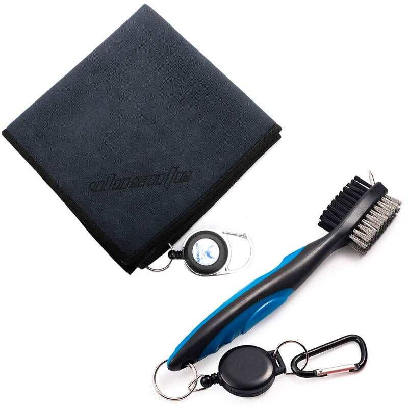 Cleaning Golf Towel and Brush Kit with Retractable Extension Cord