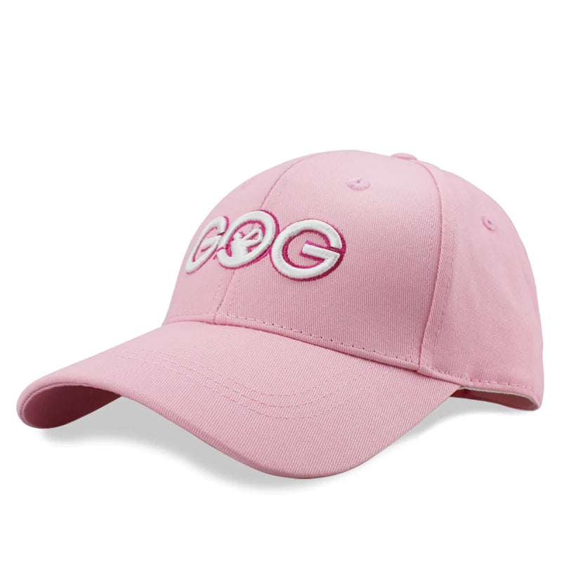 Women's Pink Cotton Golf Cap with Letter Embroidery