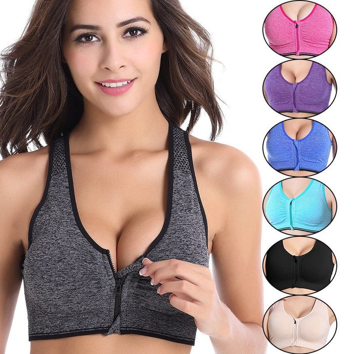 Women's Zipper Sport Bra - Blue Force Sports