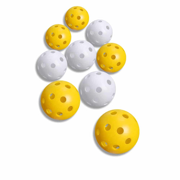Lightweight Yellow / White Plastic Golf Balls 12 pcs Set - Blue Force Sports