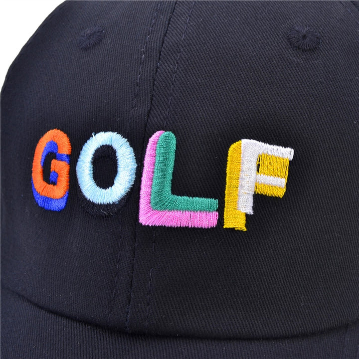 Unisex White / Black Cotton Golf Cap with Colorful Embroidery - Blue Force Sports