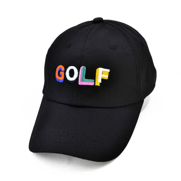 Unisex White / Black Cotton Golf Cap with Colorful Embroidery - Blue Force Sports