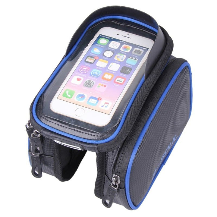 Waterproof Double Zipper Bicycle Tube Bag with Phone Holder - Blue Force Sports