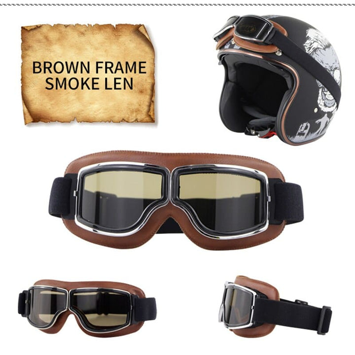 Motorcycle Retro Style Goggles - Blue Force Sports