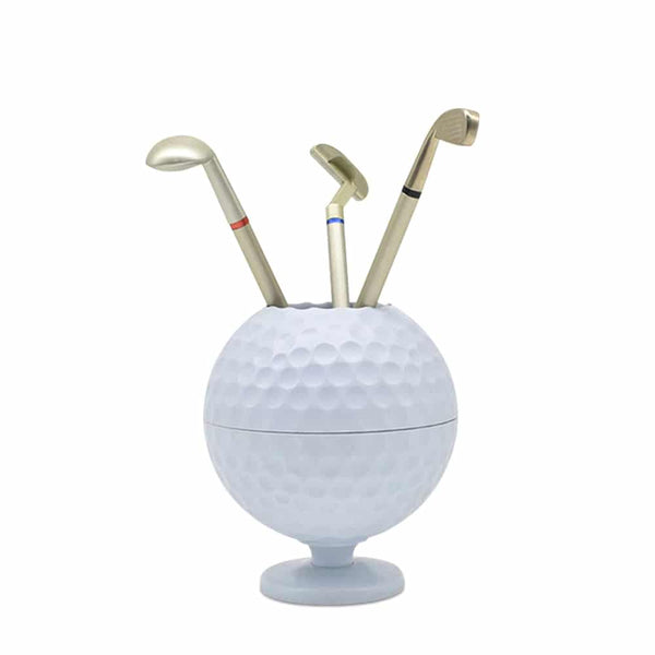 Mini Golf Ball Shaped Pen Holder with 3 Color Pens - Blue Force Sports