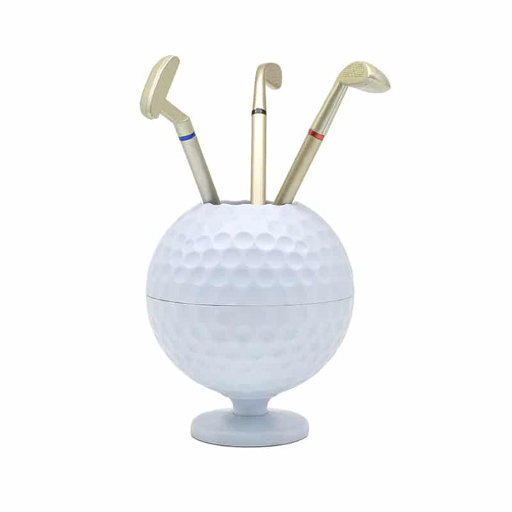 Mini Golf Ball Shaped Pen Holder with 3 Color Pens - Blue Force Sports