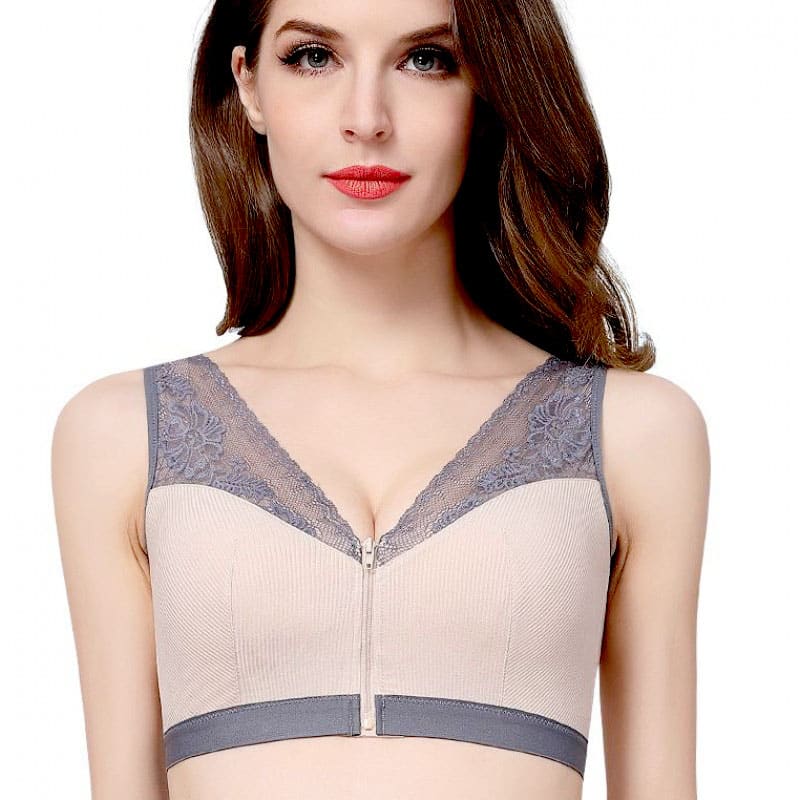 Front Zipper Cotton Bra for Women - Blue Force Sports