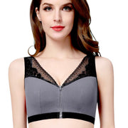 Front Zipper Cotton Bra for Women - Blue Force Sports