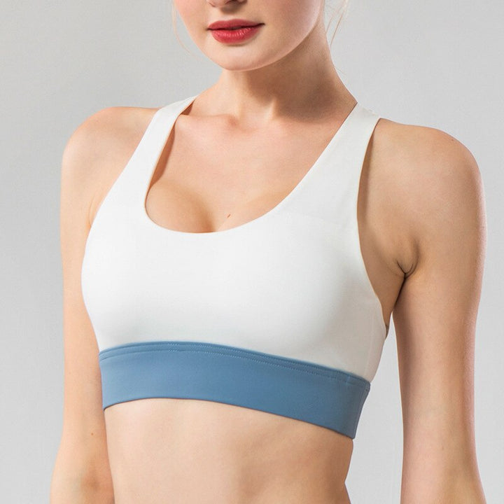 Women's Color Block Cross-Back Yoga Bra - Blue Force Sports