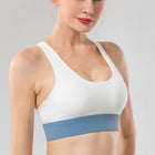 Women's Color Block Cross-Back Yoga Bra - Blue Force Sports