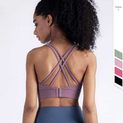 Women's Criss Cross Back Push-up Yoga Bra - Blue Force Sports