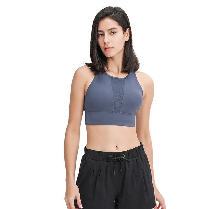 Women's Strappy Back Mesh Detail Sports Bra - Blue Force Sports