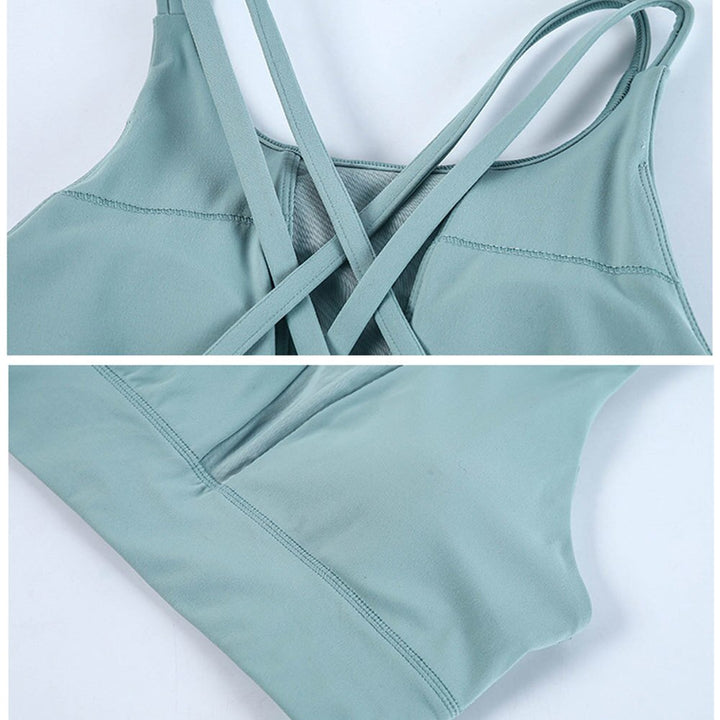 Women's Strappy Back Mesh Detail Sports Bra - Blue Force Sports