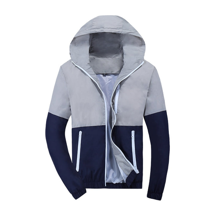 Men's Two Tone Hooded Windbreaker - Blue Force Sports