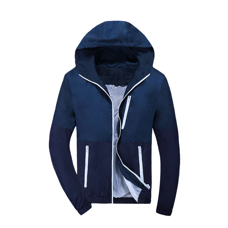 Men's Two Tone Hooded Windbreaker - Blue Force Sports