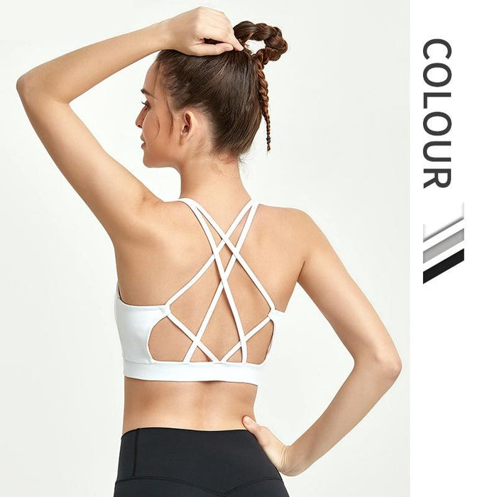 Women's Strappy Back V-Neck Yoga Bra - Blue Force Sports