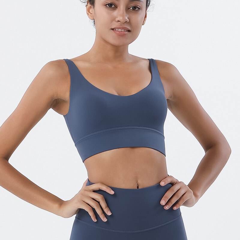 Women's V-Neck Basic Sports Bra - Blue Force Sports