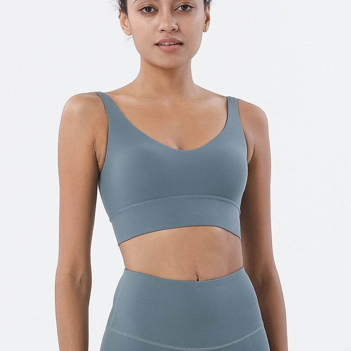 Women's V-Neck Basic Sports Bra - Blue Force Sports