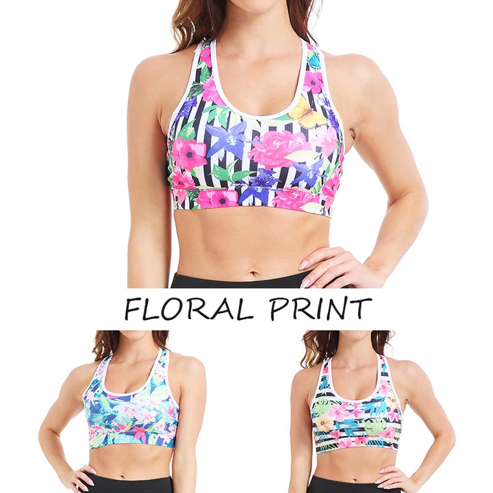 Floral Yoga Bra with Phone Pocket - Blue Force Sports