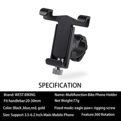 3.5-6.2 Inch Adjustable Bike Phone Holder