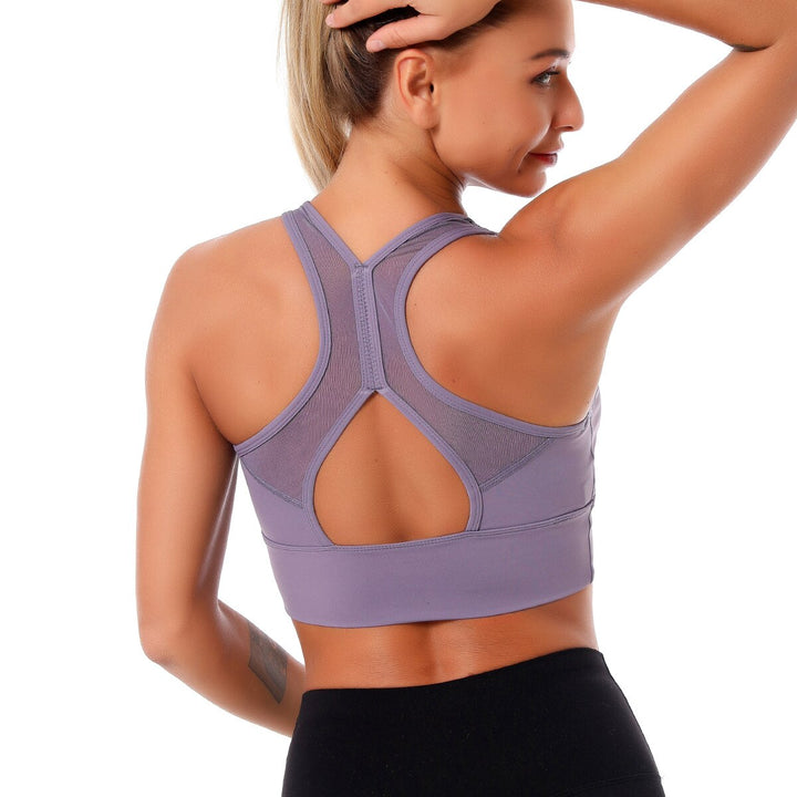 Women's Mesh Detail Push-up Yoga Bra - Blue Force Sports