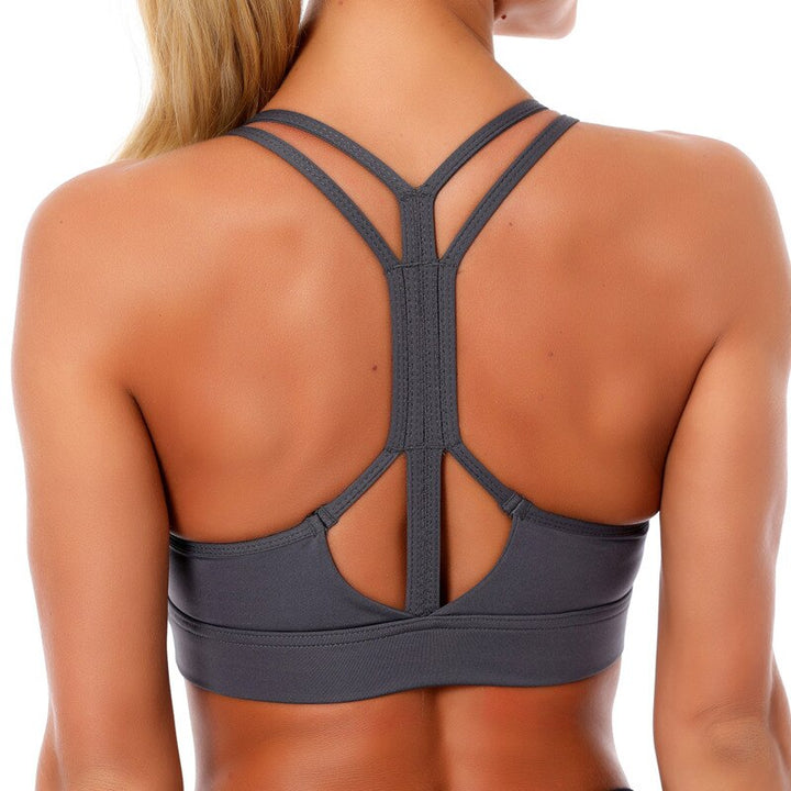 Women's Sheer Detail Deep-V Sports Bra - Blue Force Sports