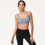 Women's Deep-V Back Yoga Bra - Blue Force Sports