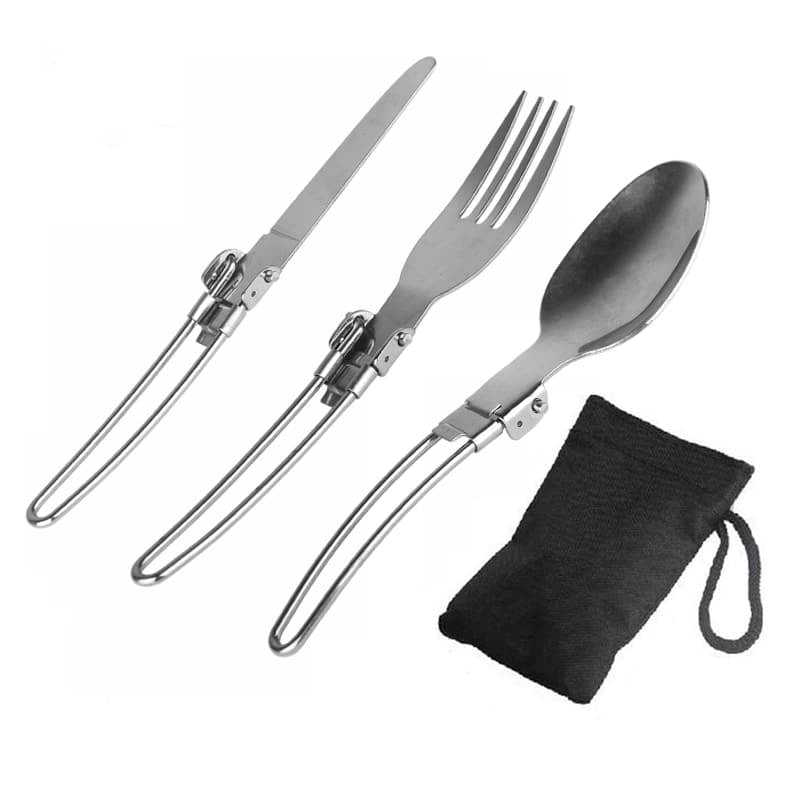 Portable Outdoor Camping Stainless Steel Cooking Tableware 3 pcs Set