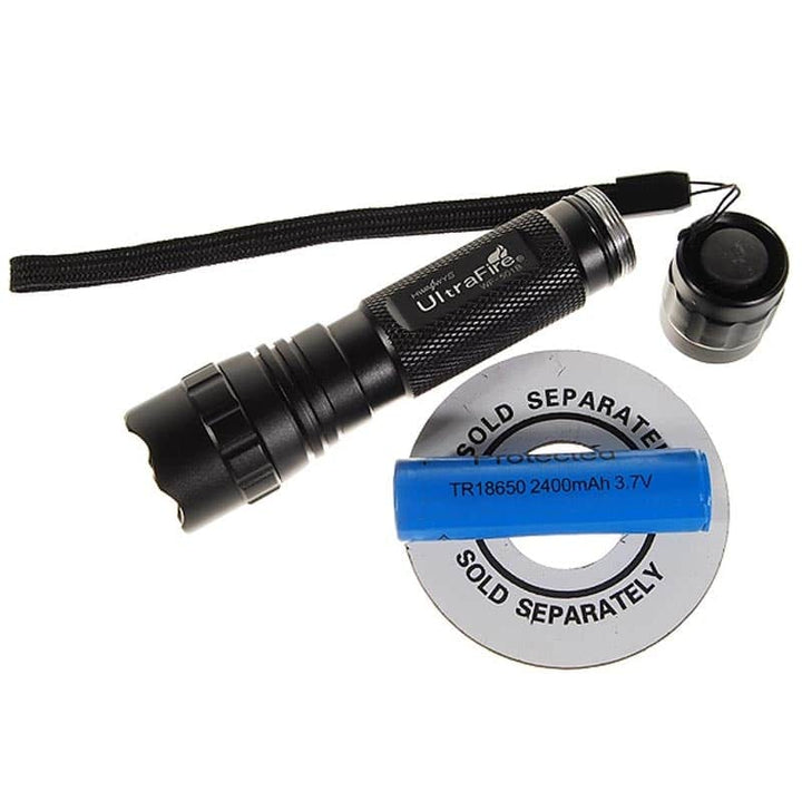 Black Metal Flashlight with Red Lighting - Blue Force Sports