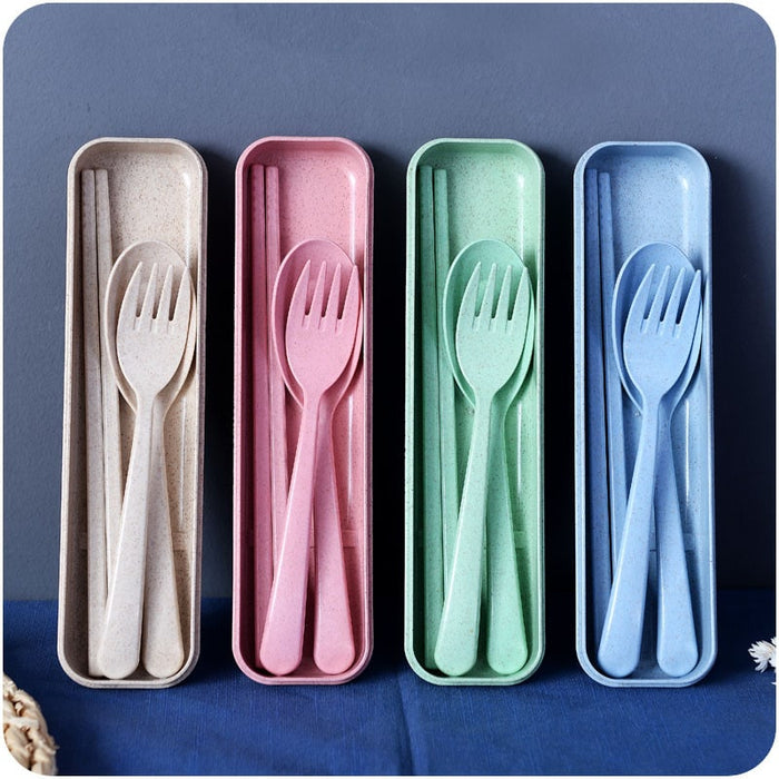 Portable Convenient Eco-Friendly Plastic Travel Flatware Set - Blue Force Sports