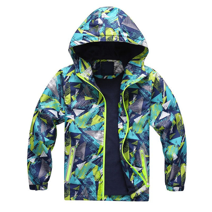 Cute Breathable Waterproof Hooded Sports Boy's Windbreaker - Blue Force Sports