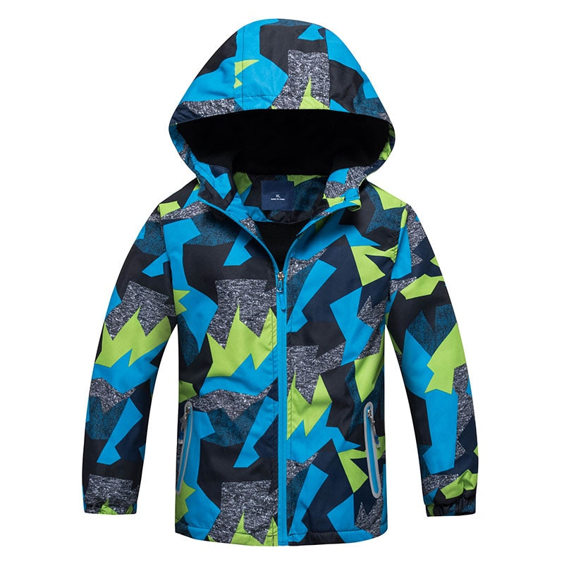 Cute Breathable Waterproof Hooded Sports Boy's Windbreaker - Blue Force Sports
