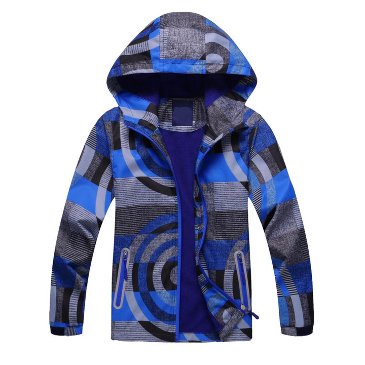 Cute Breathable Waterproof Hooded Sports Boy's Windbreaker - Blue Force Sports