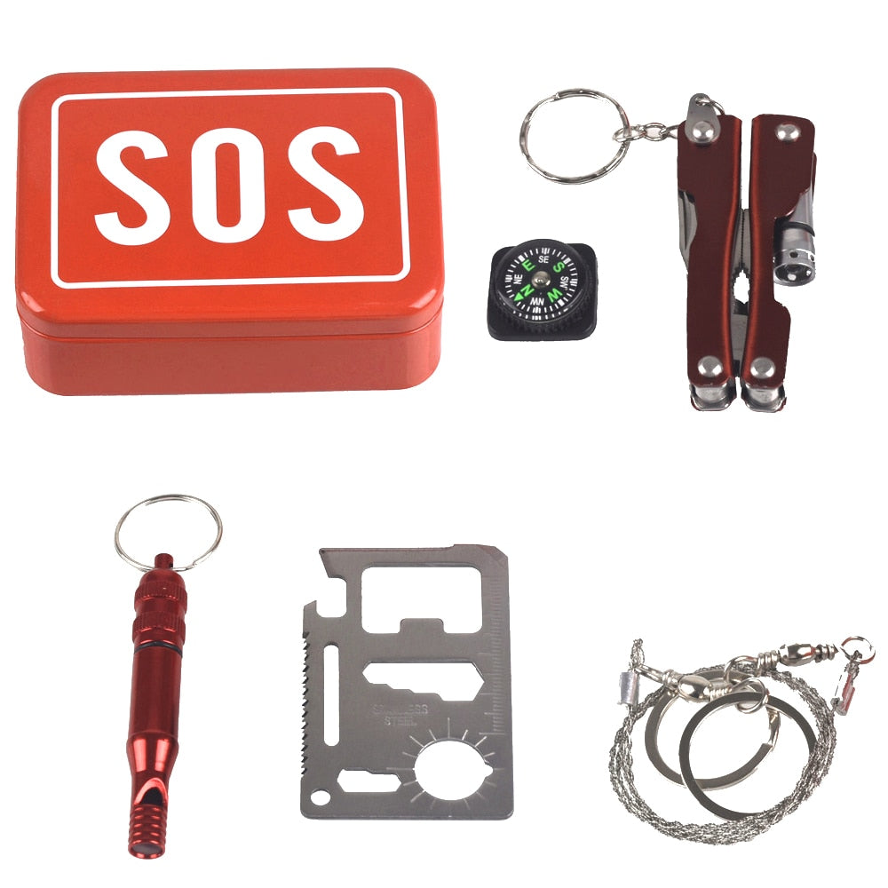 Mini Emergency Outdoor Kit with Waterproof Box