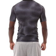 Stylish Comfortable Compressive Patterned Men's Fitness T-Shirt - Blue Force Sports