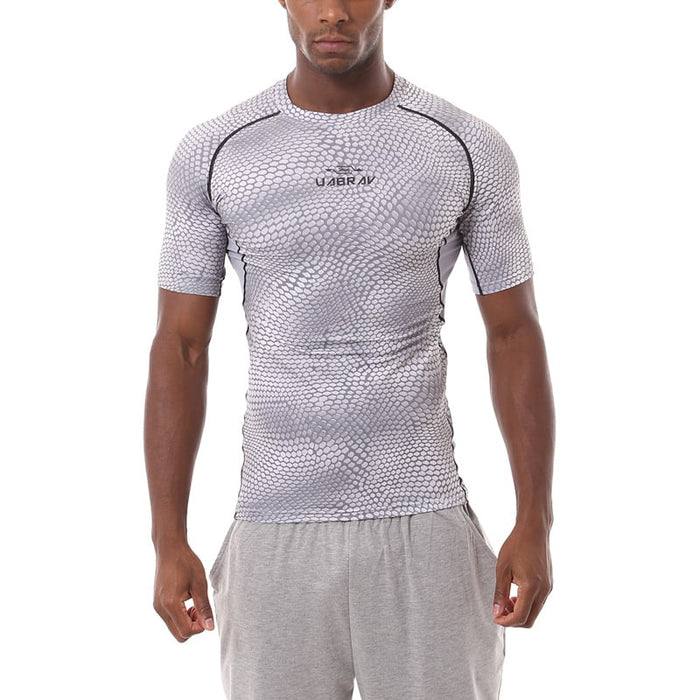 Stylish Comfortable Compressive Patterned Men's Fitness T-Shirt - Blue Force Sports
