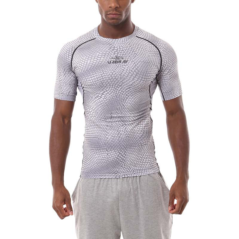 Stylish Comfortable Compressive Patterned Men's Fitness T-Shirt - Blue Force Sports