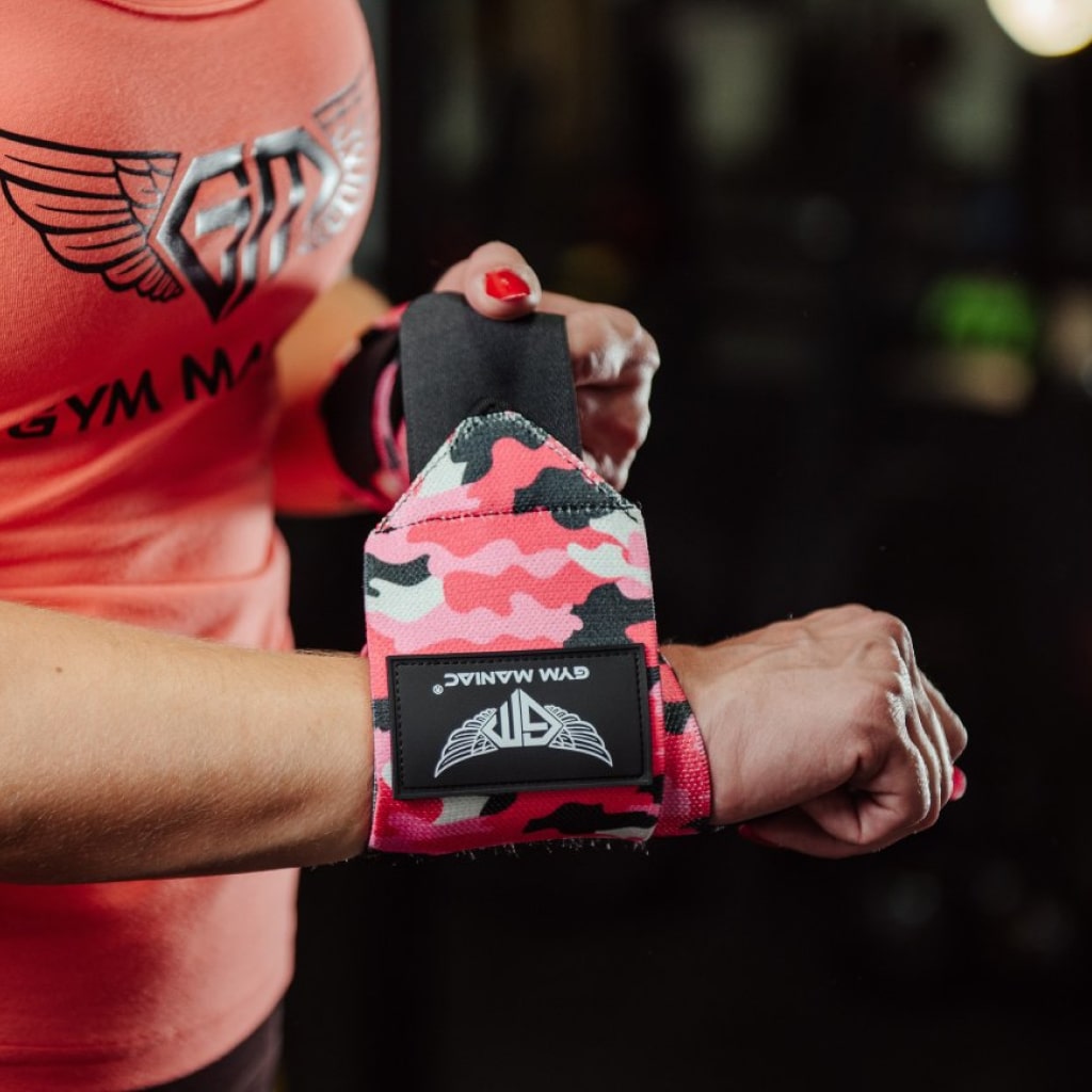Gym Maniac Pink Camo GM Weightlifting Wrist Wraps - Blue Force Sports
