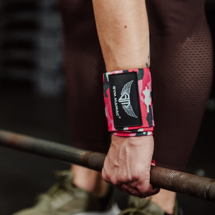 Gym Maniac Pink Camo GM Weightlifting Wrist Wraps - Blue Force Sports