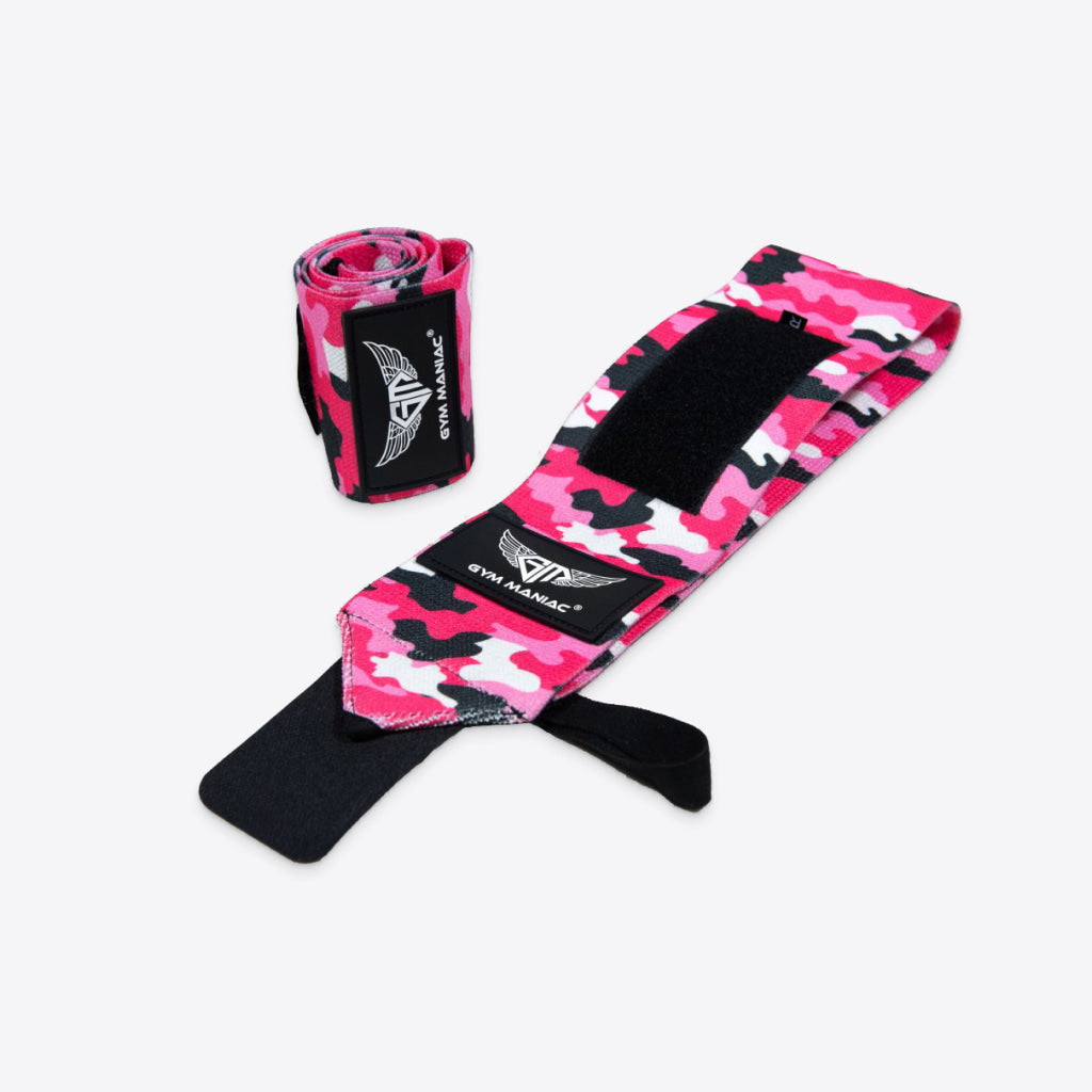 Gym Maniac Pink Camo GM Weightlifting Wrist Wraps - Blue Force Sports