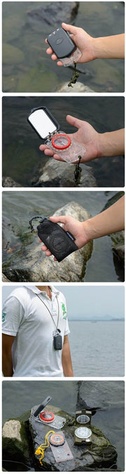 Durable Waterproof Anti-Shock Luminous Compass with Mirror - Blue Force Sports