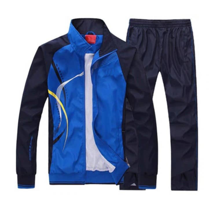 Men's Wave Print Windbreaker and Pants Set - Blue Force Sports