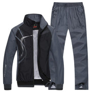 Men's Wave Print Windbreaker and Pants Set - Blue Force Sports