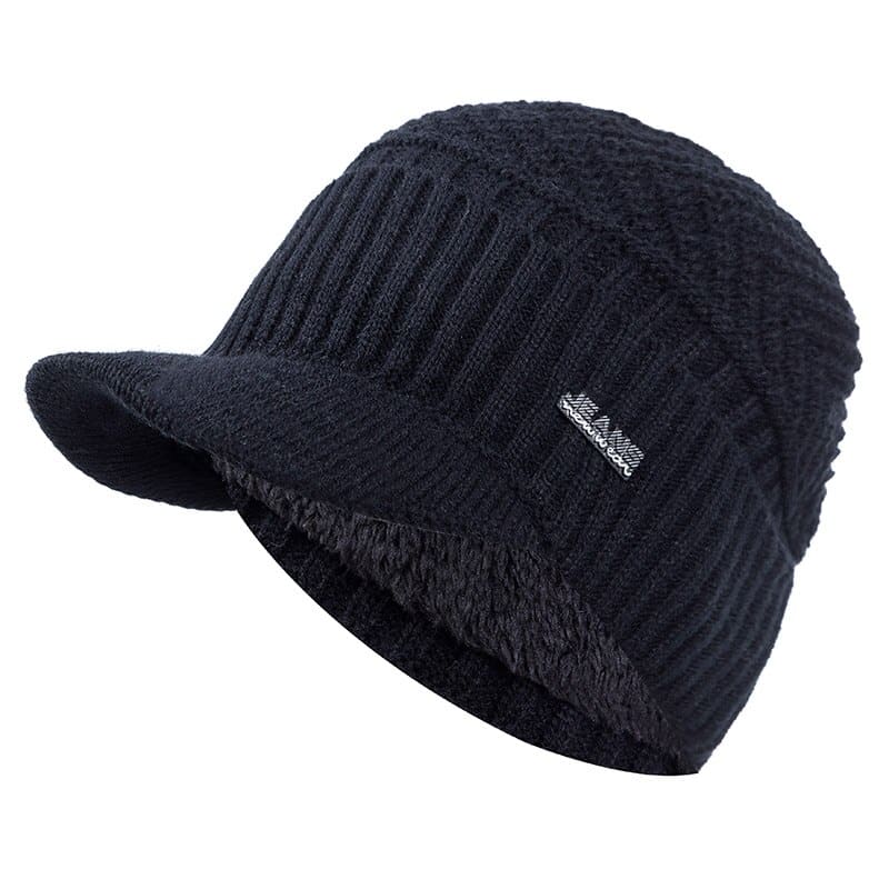 Knitted Warm Hat with Visor - Blue Force Sports