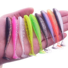 Double Color T-Tail Worm Fishing Lures Set - Blue Force Sports