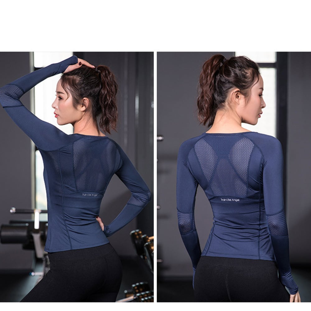 Women's Mesh Back Sports Long Sleeve - Blue Force Sports
