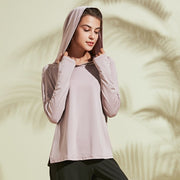 Women's Hooded Long Sleeve Fitness Top - Blue Force Sports