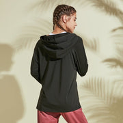 Women's Hooded Long Sleeve Fitness Top - Blue Force Sports