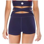Crossed Straps Bandage High Waist Women's Sport Shorts - Blue Force Sports